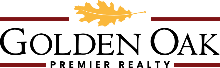 Black text reading 'Golden Oak Premier Realty logo' below a golden oak leaf